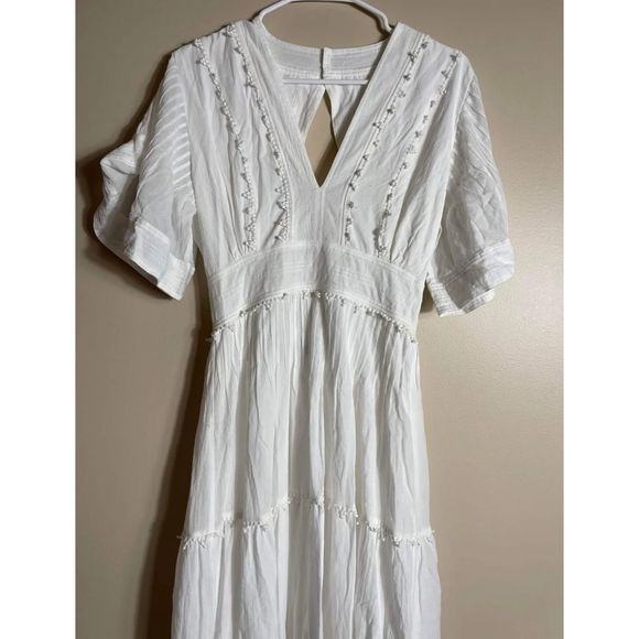 New Magali Pascal Embroidered Lace Midi Dress Size Medium Off White - Picture 5 of 7